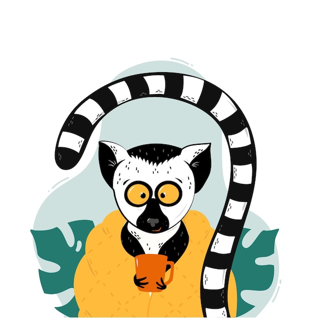 Baby lemur cartoon illustration