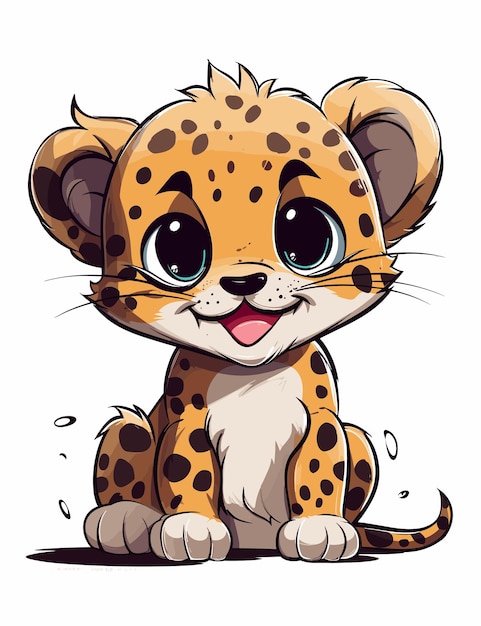 Vector baby leopard cartoon for kids