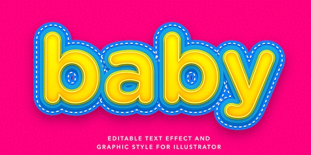 Vector baby letter style editable text effect