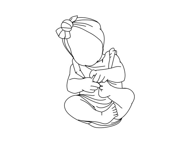 Vector baby line art drawing