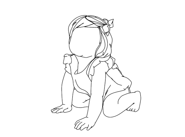 Vector baby line art drawing