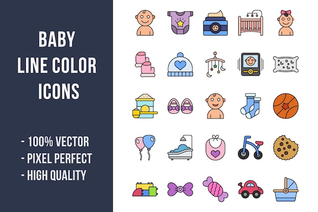 Baby Line Color Icons