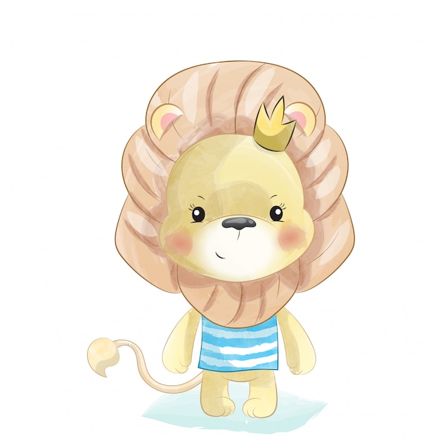 Vector baby lion in watercolor style.