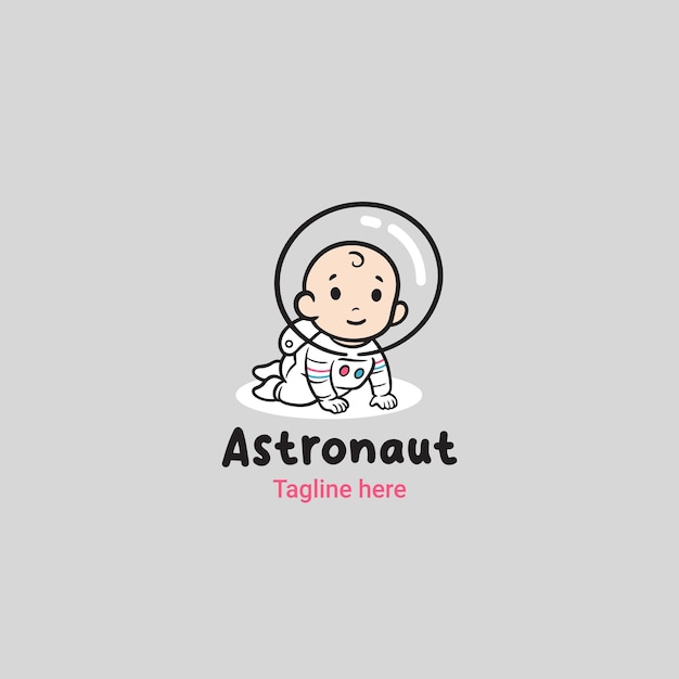Vettore logo del negozio per bambini del piccolo astronauta