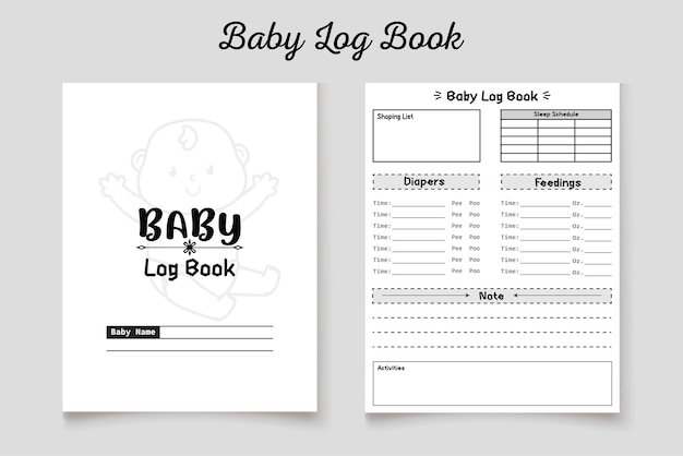 Vector baby logboek kdp interieur sjabloon