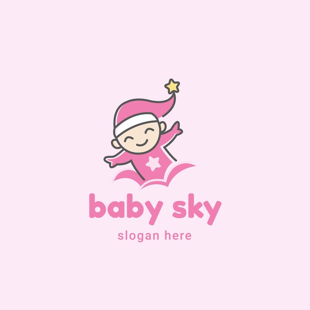 Baby logo flying in the cloud