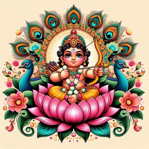 Baby Lord Ram Lord Krishna vector