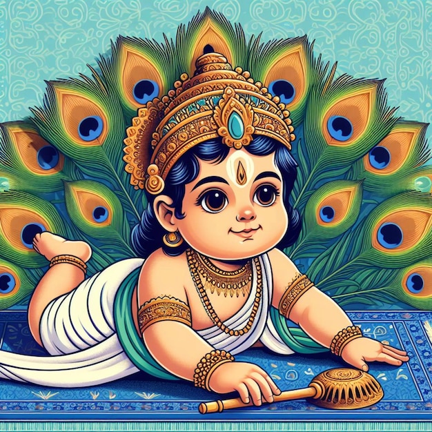 Bambino signore ram signore krishna vettore