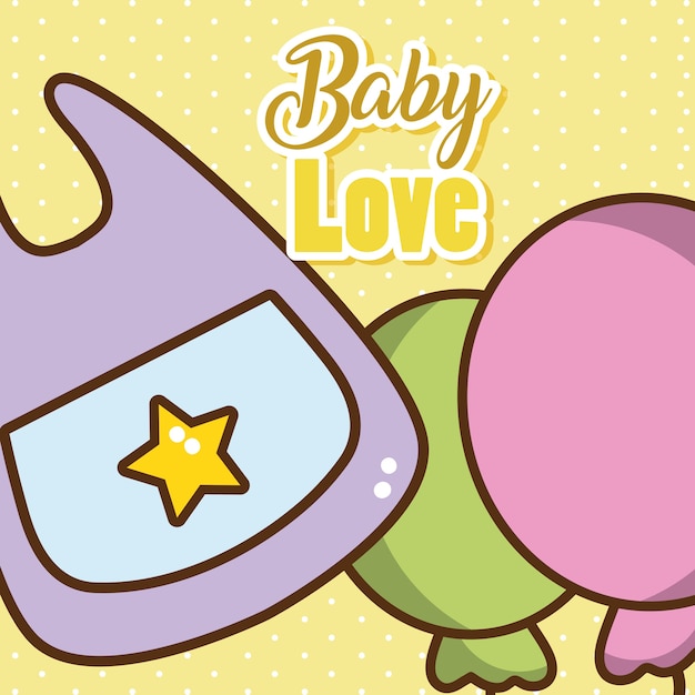 Baby love card with cute cartoons 