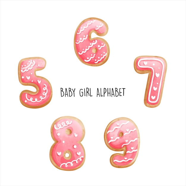 Baby meisje alfabet cookies alfabet vector illustratie