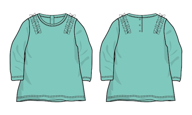 Baby meisjes jurk ontwerp vector illustratie groene kleur sjabloon