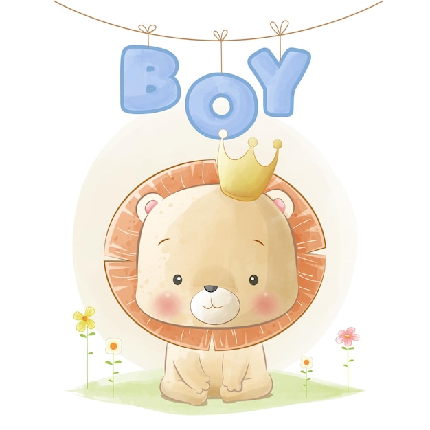 Baby milestone cards cute animals cute little lion baby\
boy