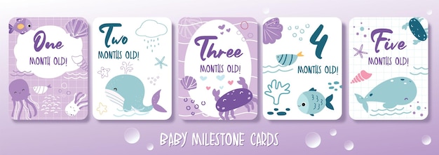 Baby milestone cards set with ocean themed part ii