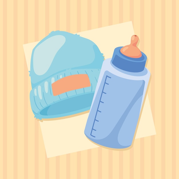 Baby milk bottle and hat