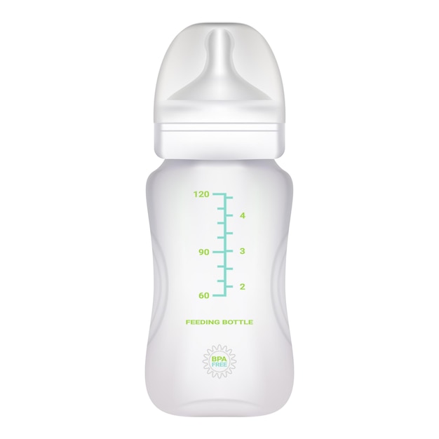Детская бутылочка молока изолирована на белом фоне векторной иллюстрации