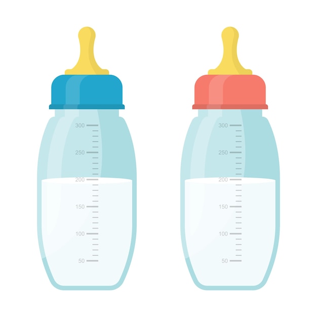 Vector baby milk bottle set  illustration