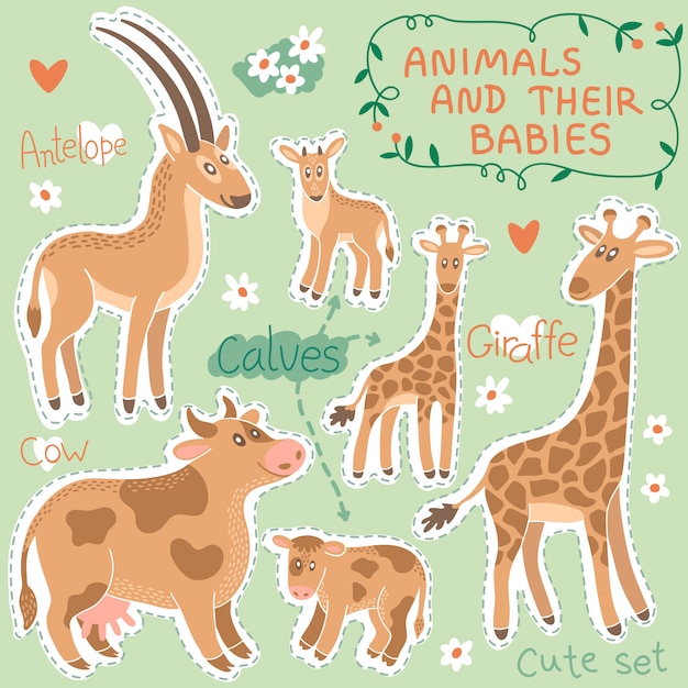 Baby and mommy animal set