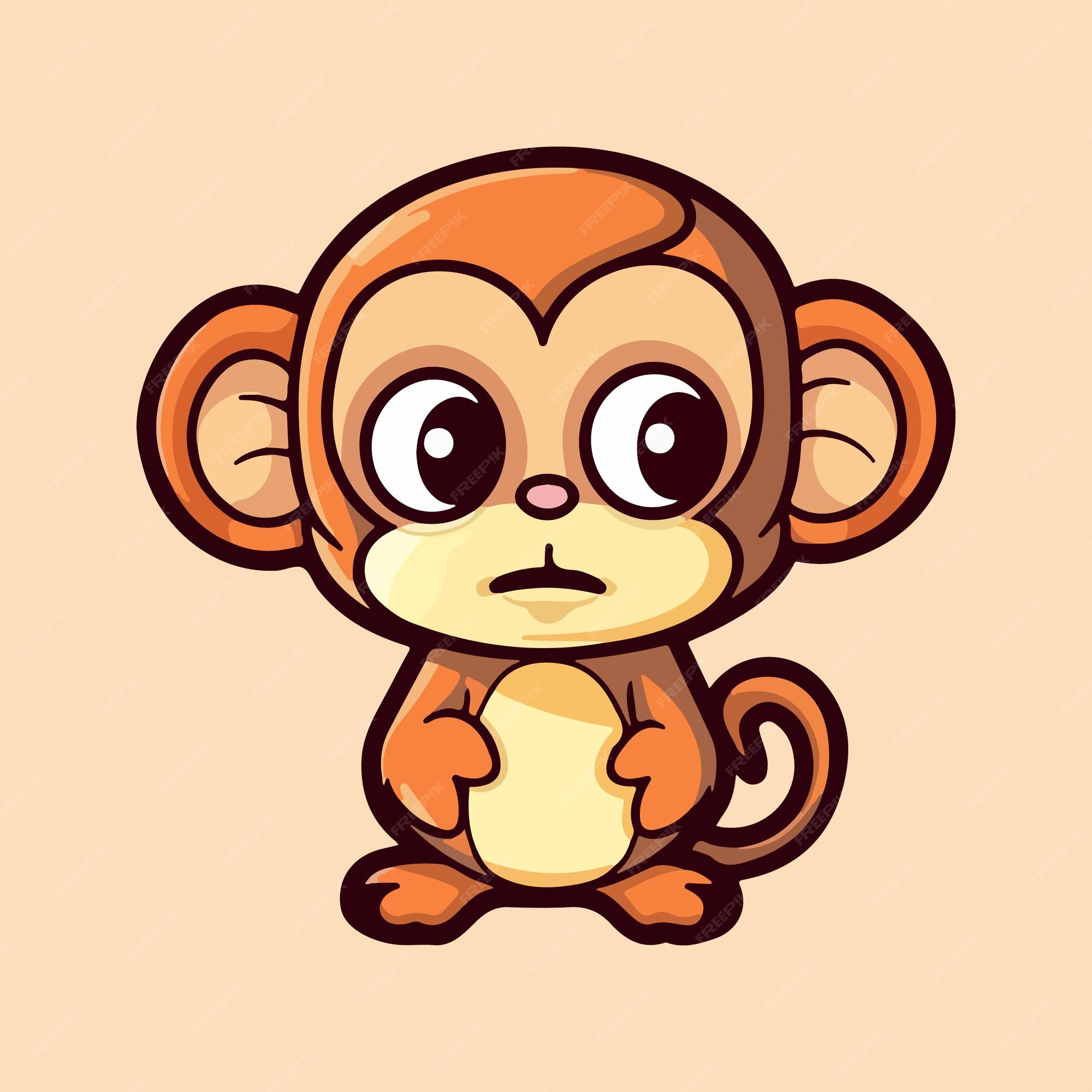 Premium Vector | Baby monkey drawing cute ape illustration