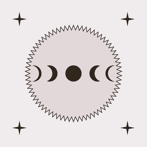 Vector baby nursery moon graphic pattern  icon boho minimalist t shirt ptint element design.