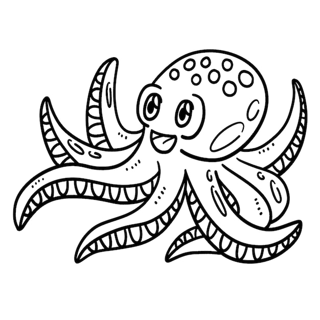 Baby Octopus Isolated Coloring Page for Kids