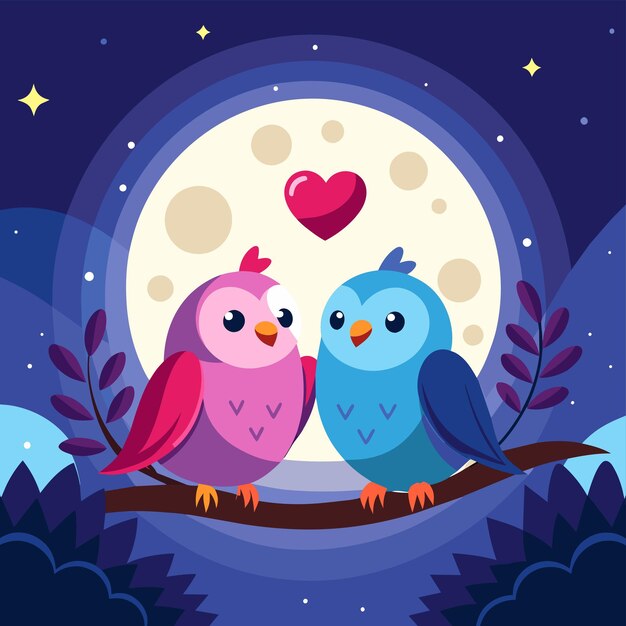 Vector baby owl in love hand drawn cartoon character sticker icon concept isolated illustration