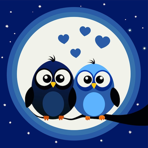 Vector baby owl in love hand drawn cartoon character sticker icon concept isolated illustration