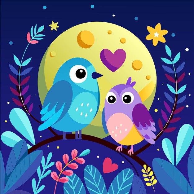 Vector baby owl in love hand drawn cartoon character sticker icon concept isolated illustration