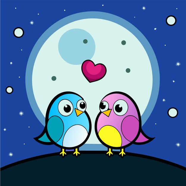 Vector baby owl in love hand drawn cartoon character sticker icon concept isolated illustration