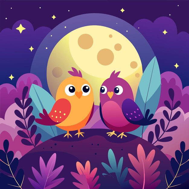 Vector baby owl in love hand drawn cartoon character sticker icon concept isolated illustration