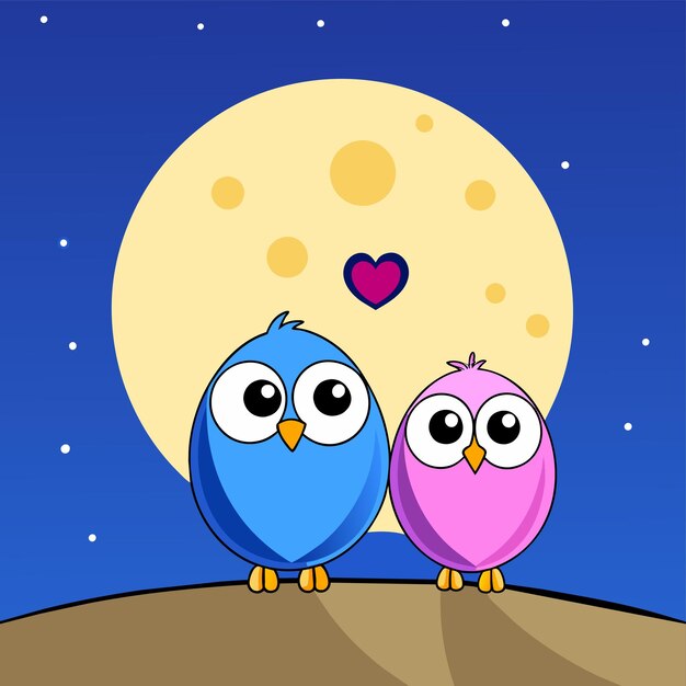 Baby owl in love hand drawn cartoon character sticker icon concept isolated illustration