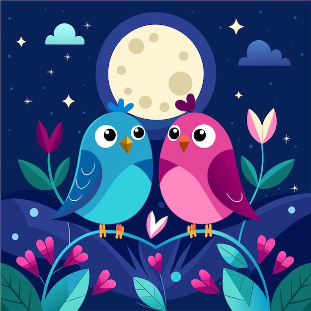 Vector baby owl in love hand drawn cartoon character sticker icon concept isolated illustration