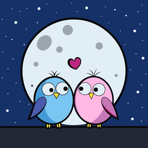 Vector baby owl in love hand drawn cartoon character sticker icon concept isolated illustration