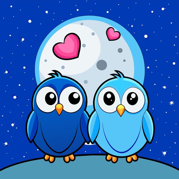 Vector baby owl in love hand drawn cartoon character sticker icon concept isolated illustration