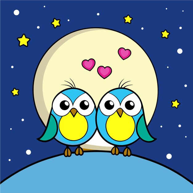 Vector baby owl in love hand drawn cartoon character sticker icon concept isolated illustration