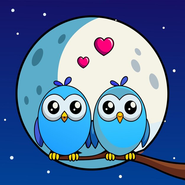 Baby owl in love hand drawn cartoon character sticker icon concept isolated illustration