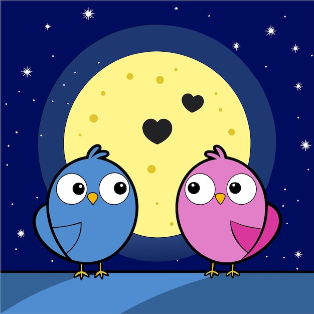 Vector baby owl in love hand drawn cartoon character sticker icon concept isolated illustration