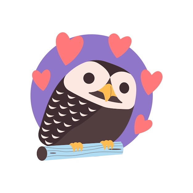 Baby Owl Vector Pet Illustration Sticker