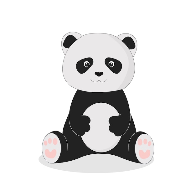 Baby panda bear sitting flat vector illustration