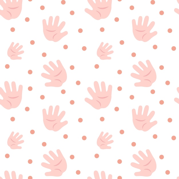 벡터 아기 패턴 9 아기 한 손으로 인쇄 및 원 원활한 패턴