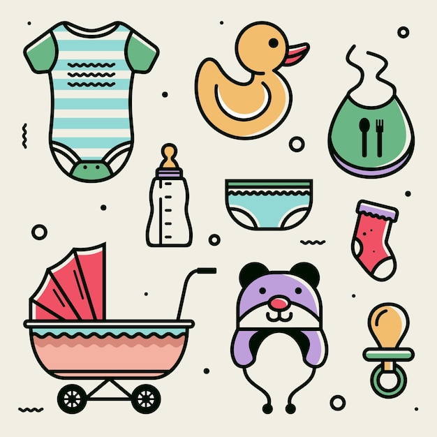 Baby pictogram set illustratie schattige baby vector-elementen