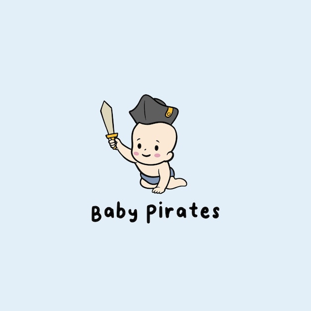 Baby pirates logo baby shop vector