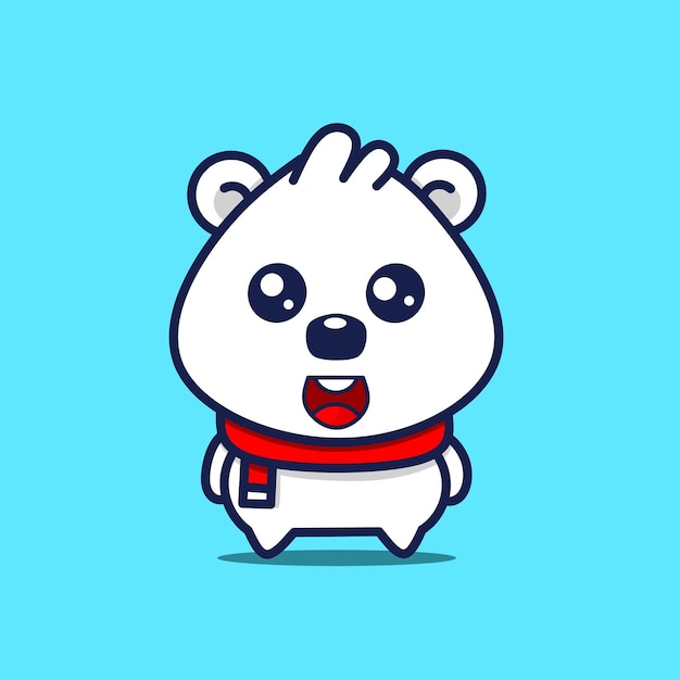 Baby polar bear character with red scarf