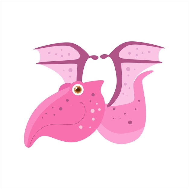 Vector baby pterodactylus, grappig dinosaurus stripfiguur, schattig monster illustratie ontwerp