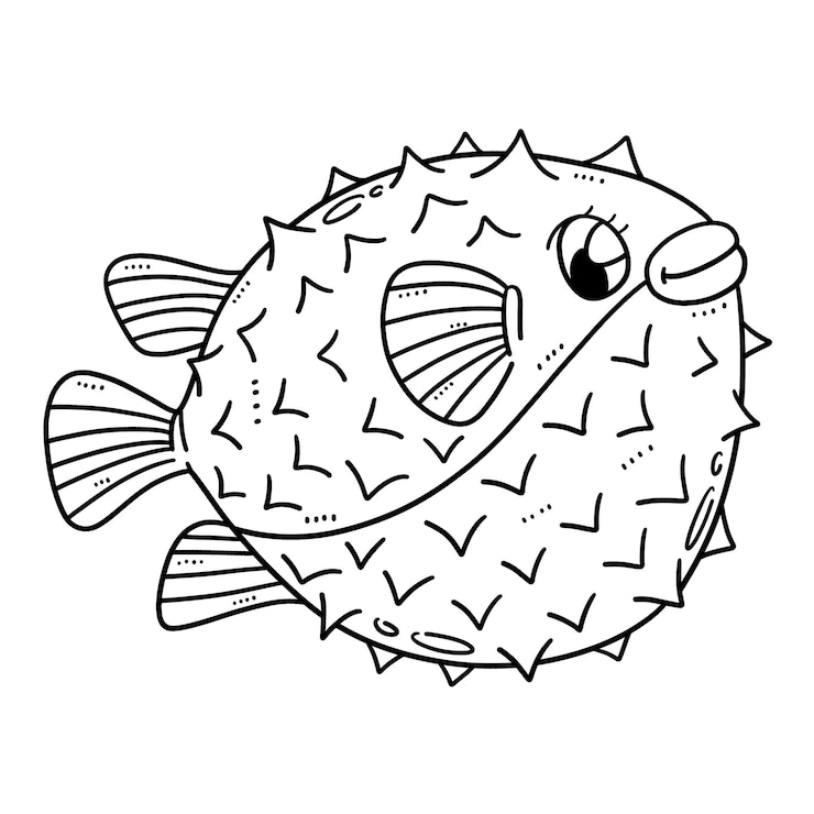 Premium Vector | Baby Pufferfish Isolated Coloring Page for Kids