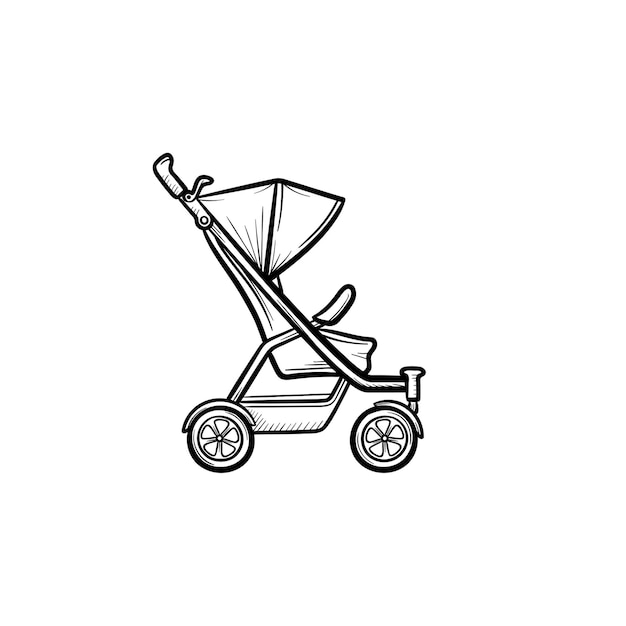 Baby pushchair hand drawn outline doodle icon