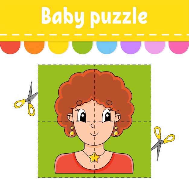 Baby puzzel. Gemakkelijk niveau. Flash-kaarten. Knippen en spelen.