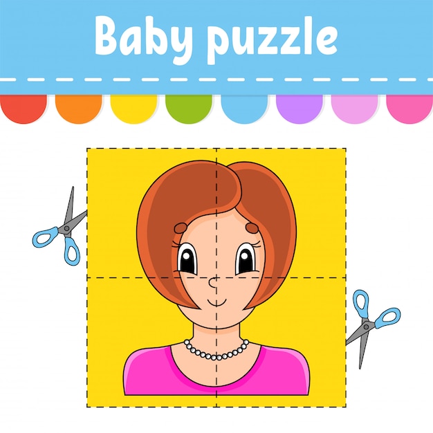 Baby puzzle. easy level. flash cards. cut and play.