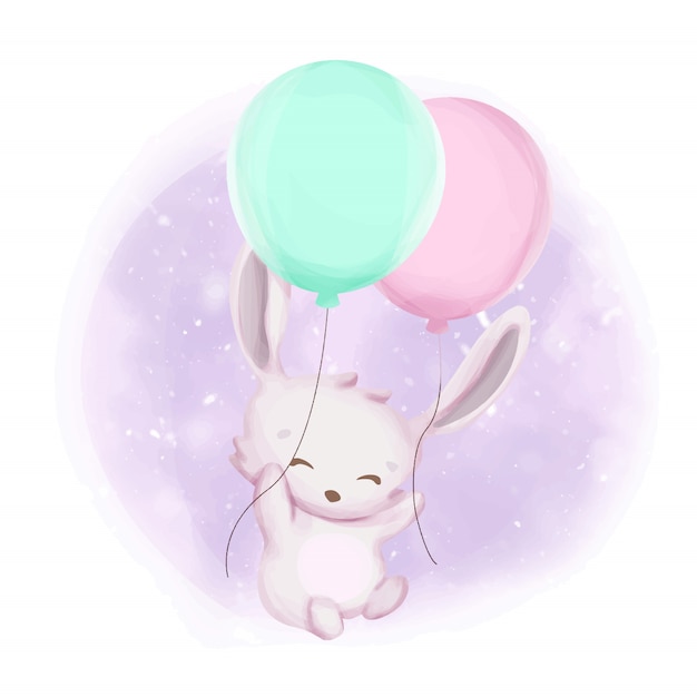 Baby rabbit with favorite balloon