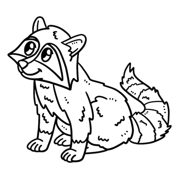 Baby Racoon Isolated Coloring Page for Kids