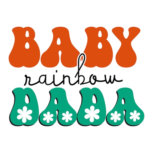 A baby rainbow dad logo with green and orange colors.